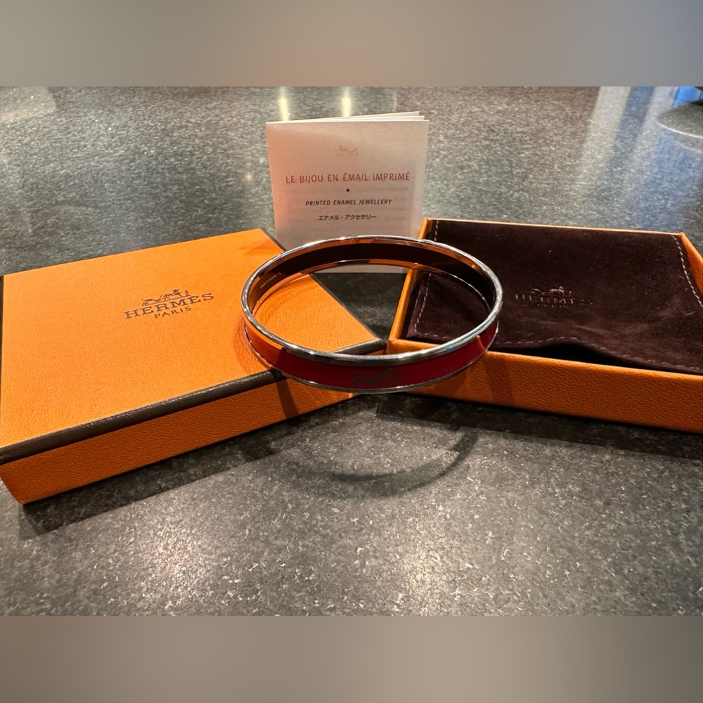 Herms Caleche Enamel Narrow Bangle - image 7